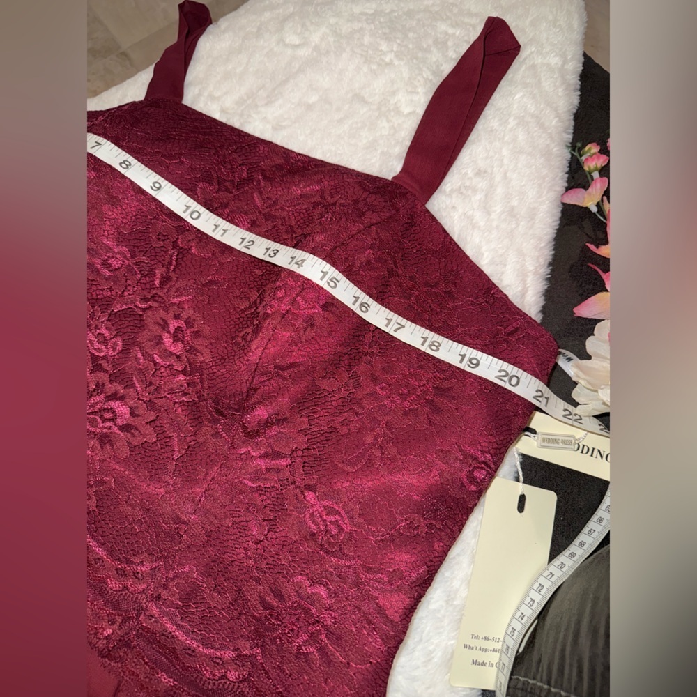 NWT Elegant Burgundy Lace Wedding Dress Size 16 - Picture 7 of 9